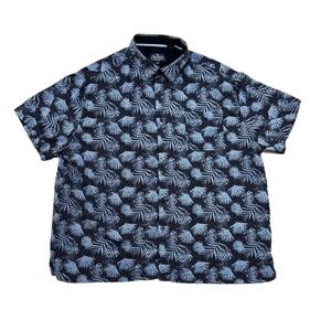 Nat Nast Luxury Men's Shirt Button‎ Up Black Blue Palms Silk XL